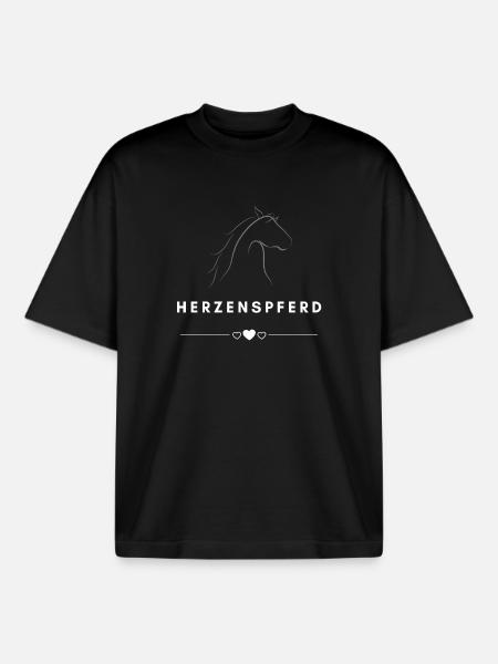 Einzigartige Herzenspferd-Handzeichnung - Boxy Heavyweight Unisex Organic T-Shirt von Stanley/Stella - Schwarz