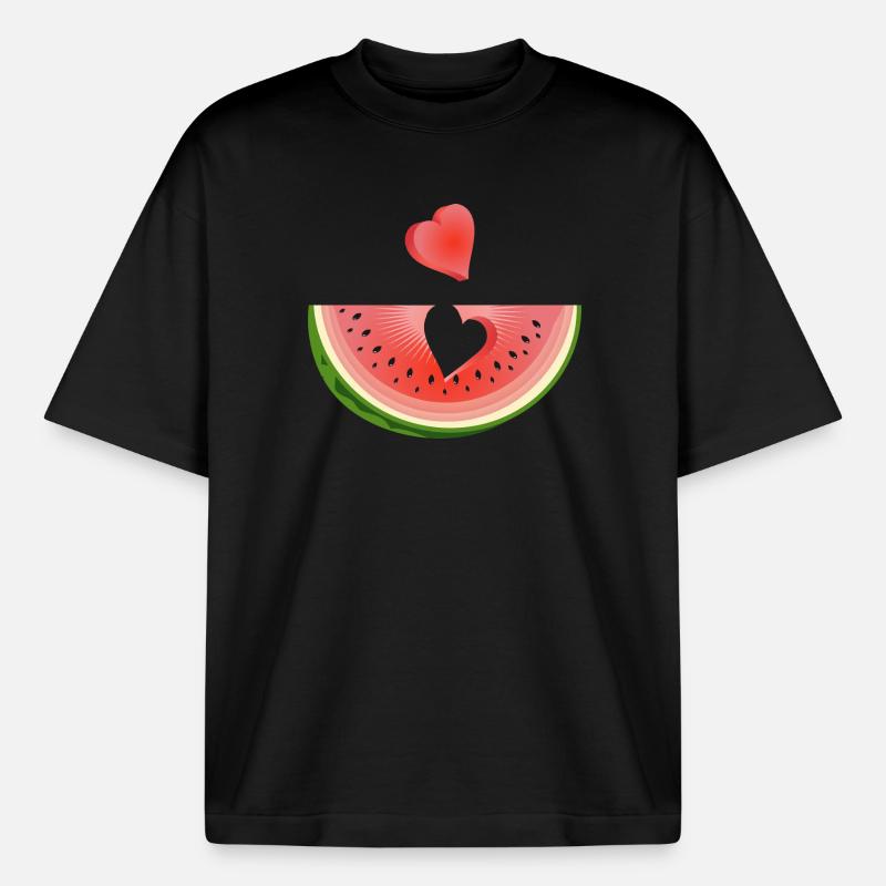 Stück einer Wassermelone mit Herz - Boxy Heavyweight Unisex Organic T-Shirt von Stanley/Stella - Schwarz