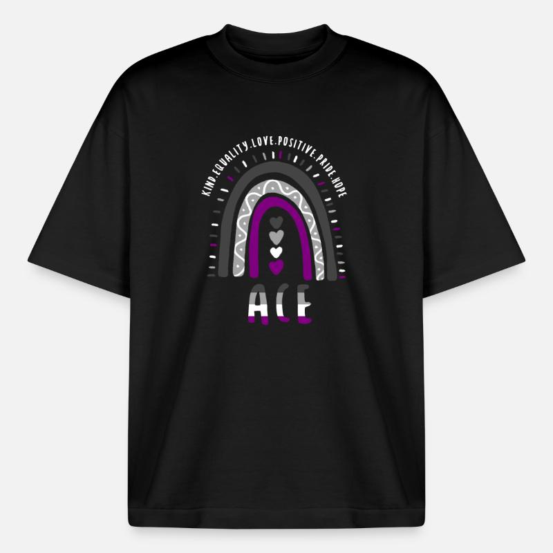 Ace Pride Boho Rainbow - Boxy Heavyweight Unisex Organic T-Shirt by Stanley/Stella - black