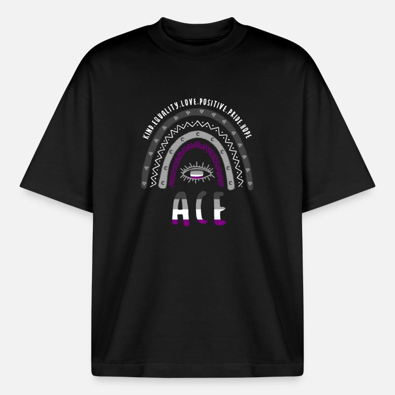 Boho Rainbow Ace Pride - Boxy Heavyweight Unisex Organic T-Shirt by Stanley/Stella - black