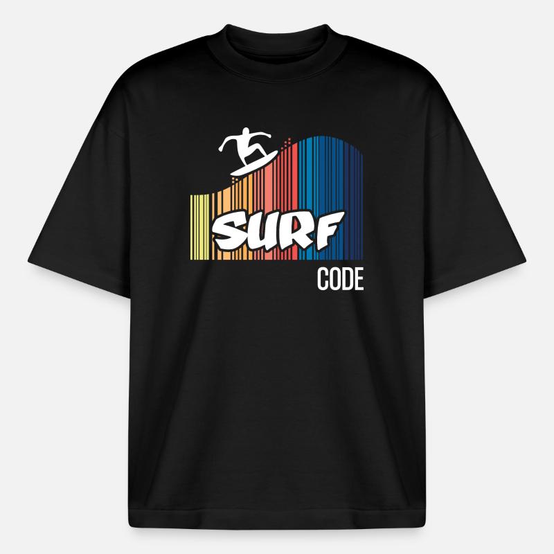 Code de surf (sombre) - T-shirt unisexe boxy épais biologique Stanley/Stella - noir