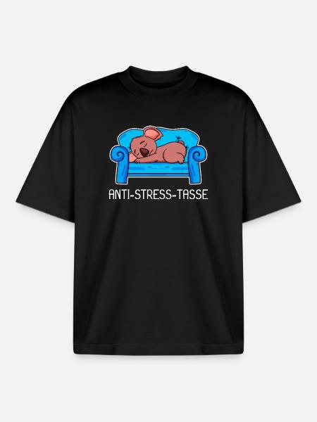 Tasse Koala Kaffee Kaffeetasse - Boxy Heavyweight Unisex Organic T-Shirt von Stanley/Stella - Schwarz