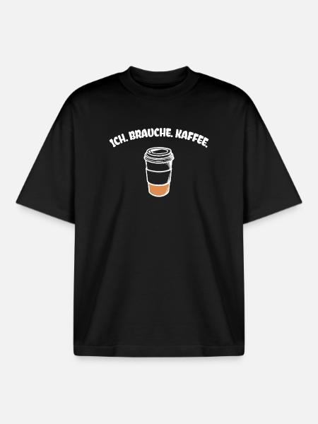 Kaffee Statement Kaffeetrinker Kaffeeliebhaber - Boxy Heavyweight Unisex Organic T-Shirt von Stanley/Stella - Schwarz