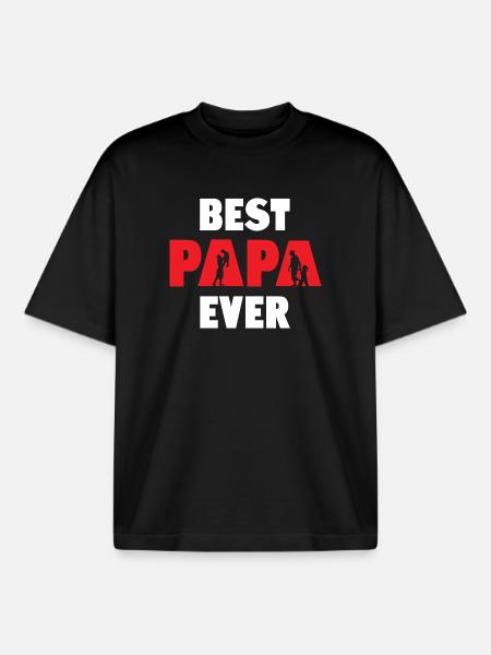 Best Papa Ever - Boxy Heavyweight Unisex Organic T-Shirt by Stanley/Stella - black