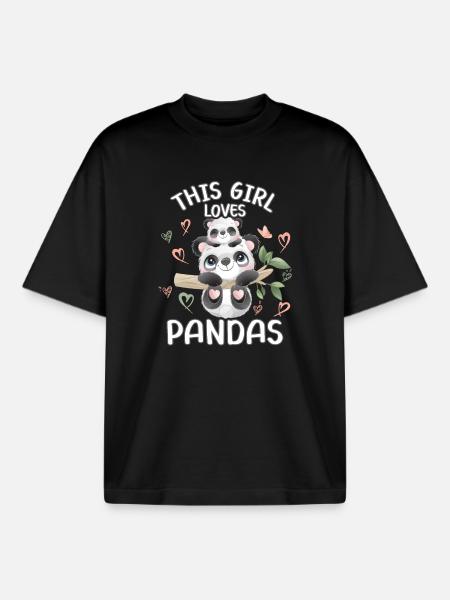 Dieses Maedchen Liebt Pandas - Boxy Heavyweight Unisex Organic T-Shirt von Stanley/Stella - Schwarz