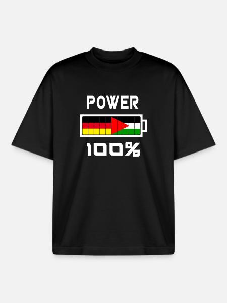 Germany and Palestine Power 100% - Boxy Heavyweight Unisex Organic T-Shirt by Stanley/Stella - black
