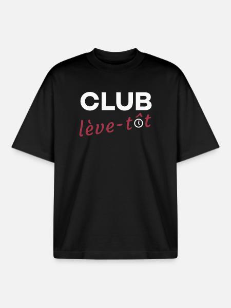 Club lève-tôt - T-shirt unisexe boxy épais biologique Stanley/Stella - noir
