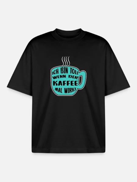 Kaffeetasse Kaffee Statement Koffein Kaffeetrinker - Boxy Heavyweight Unisex Organic T-Shirt von Stanley/Stella - Schwarz