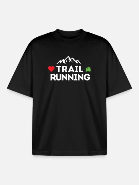 I Love Trail Running - Boxy Heavyweight Unisex Organic T-Shirt by Stanley/Stella - black