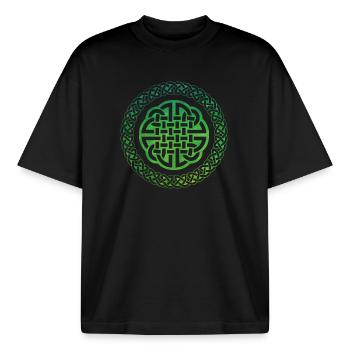 Celtic Knot - Boxy Heavyweight Unisex Organic T-Shirt by Stanley/Stella - black - Front - AI Model Male 185 light (185cm) & AI Model Female 172 dark (172cm)