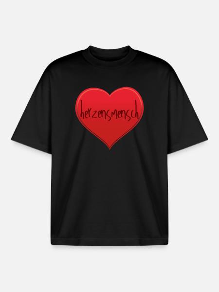 Herzensmensch - Boxy Heavyweight Unisex Organic T-Shirt von Stanley/Stella - Schwarz