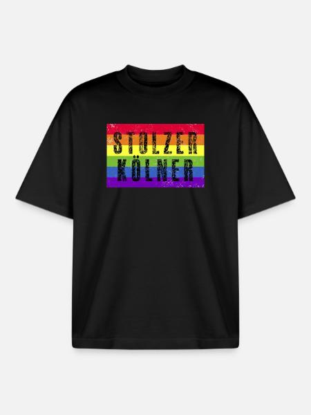 Stolzer Kölner - Regenbogenfahne - Boxy Heavyweight Unisex Organic T-Shirt von Stanley/Stella - Schwarz