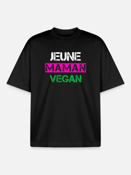 Jeune Maman Vegan - T-shirt unisexe boxy épais biologique Stanley/Stella - noir
