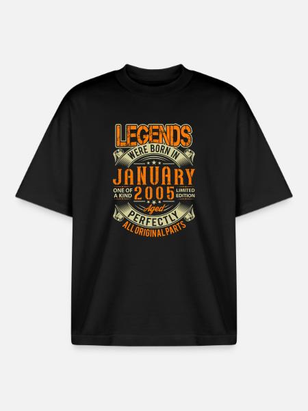 2005 January Birthday Legend - Boxy Heavyweight Unisex Organic T-Shirt by Stanley/Stella - black
