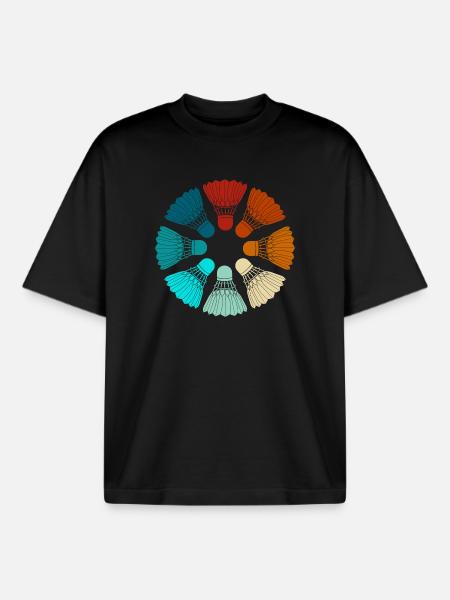 Badminton - Federbälle bunt - Boxy Heavyweight Unisex Organic T-Shirt von Stanley/Stella - Schwarz