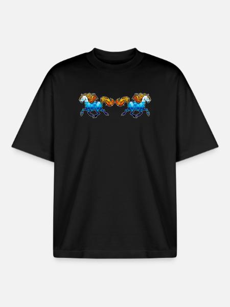 Icelandic Horses Horses Gallop Horse love Horse fan - Boxy Heavyweight Unisex Organic T-Shirt by Stanley/Stella - black