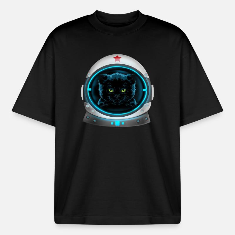 angry space cat Astronaut - Boxy Heavyweight Unisex Organic T-Shirt von Stanley/Stella - Schwarz