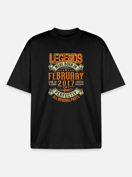 2017 February Birthday Legend - Boxy Heavyweight Unisex Organic T-Shirt by Stanley/Stella - black