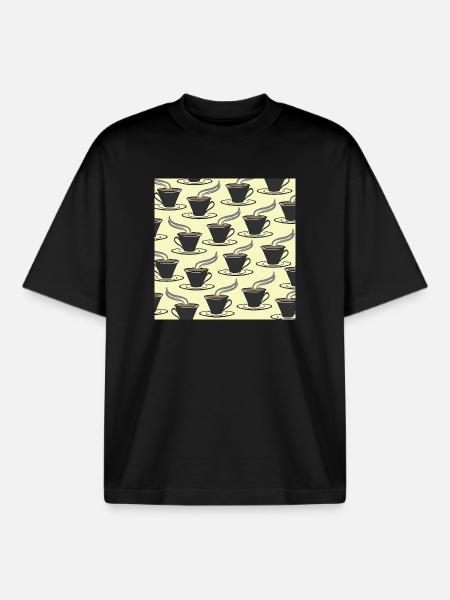 tolle küchenmuster, kaffeetassenmuster - Boxy Heavyweight Unisex Organic T-Shirt von Stanley/Stella - Schwarz