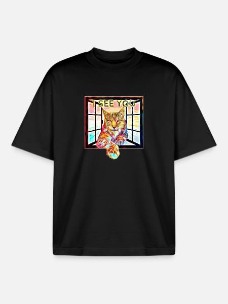 The lynx I see you - Boxy Heavyweight Unisex Organic T-Shirt by Stanley/Stella - black