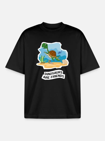 Dinosaurs are Friends - Boxy Heavyweight Unisex Organic T-Shirt by Stanley/Stella - black