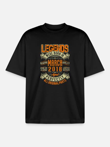 2018 March Birthday Legend - Boxy Heavyweight Unisex Organic T-Shirt by Stanley/Stella - black
