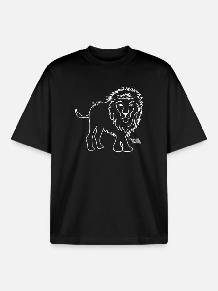 Lion- Love Animals - Boxy Heavyweight Unisex Organic T-Shirt by Stanley/Stella - black