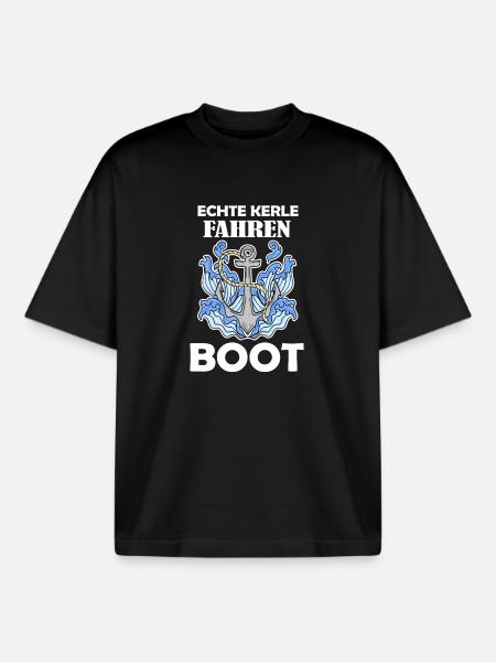 Motorboot Kapitän Bootsführerschein - Boxy Heavyweight Unisex Organic T-Shirt von Stanley/Stella - Schwarz