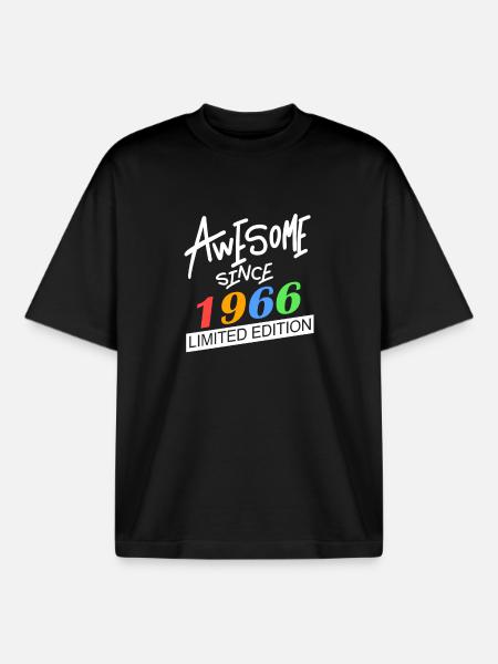 1966 - Né en 1966 - Fantastique depuis 1966 - T-shirt unisexe boxy épais biologique Stanley/Stella - noir