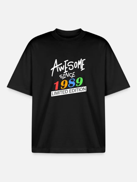 1989 geboren - Boxy Heavyweight Unisex Organic T-Shirt von Stanley/Stella - Schwarz