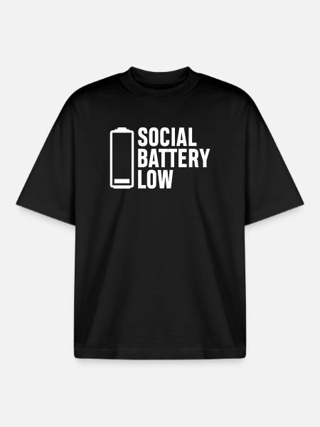 Soziale Batterie niedrig - Boxy Heavyweight Unisex Organic T-Shirt von Stanley/Stella - Schwarz