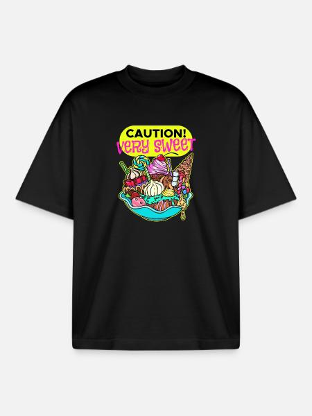 Chocolate Sweets Dessert Candy Statement - Boxy Heavyweight Unisex Organic T-Shirt by Stanley/Stella - black