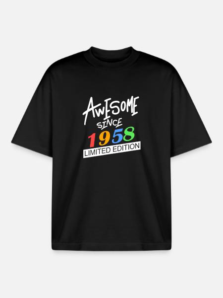 1958 - Født 1958 - Fantastisk siden 1958 - Stanley/Stella unisex boxy heavyweight T-shirt økologisk - sort