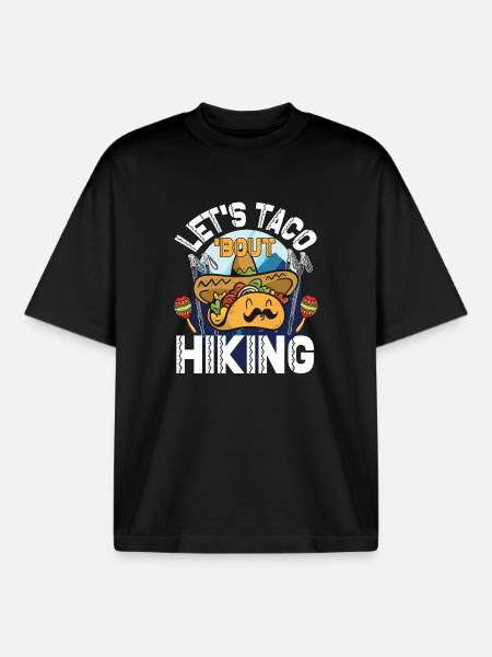 Let's Taco' Bout Hiking - Boxy Heavyweight Unisex Organic T-Shirt by Stanley/Stella - black