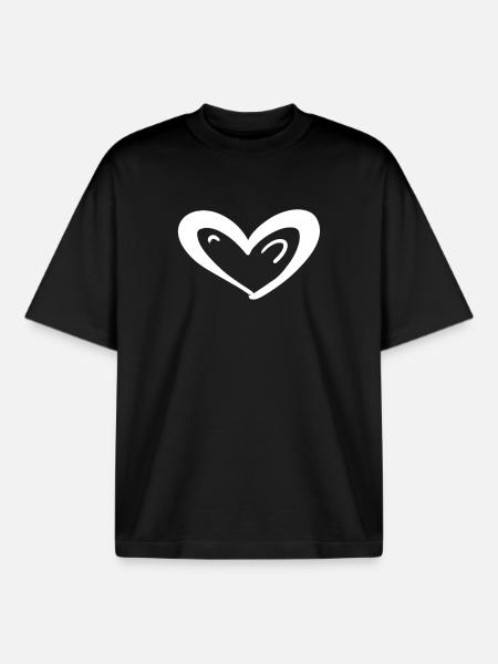 Heart Symbol Love - Boxy Heavyweight Unisex Organic T-Shirt by Stanley/Stella - black