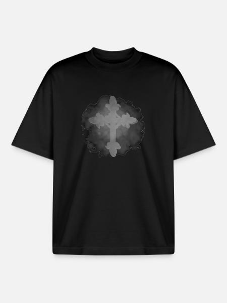 nebeliges gothic-kreuz, verschenken - Boxy Heavyweight Unisex Organic T-Shirt von Stanley/Stella - Schwarz