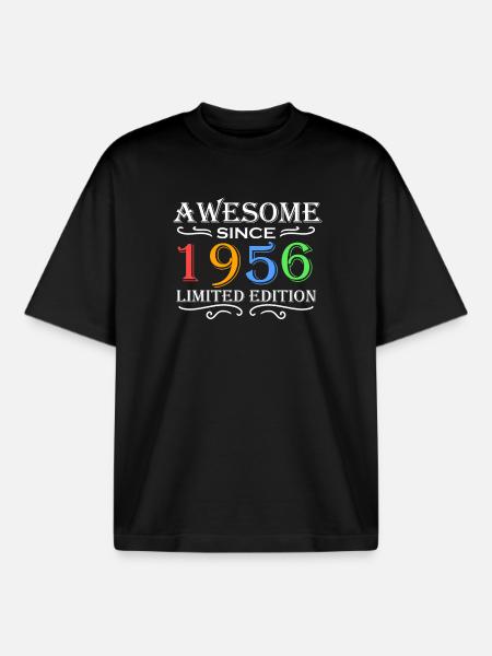 1956 - Born 1956 - Boxy Heavyweight Unisex Organic T-Shirt by Stanley/Stella - black