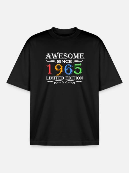 1965 - Born 1965 - Boxy Heavyweight Unisex Organic T-Shirt by Stanley/Stella - black