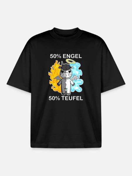 Esel - Engel und Teufel - Boxy Heavyweight Unisex Organic T-Shirt von Stanley/Stella - Schwarz