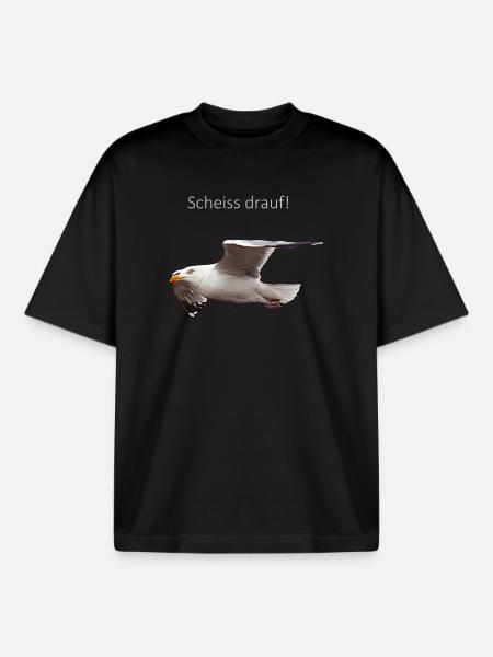 Möwe im Flug Spruch - Boxy Heavyweight Unisex Organic T-Shirt von Stanley/Stella - Schwarz