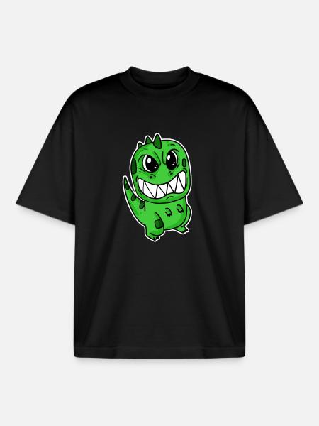 Angry little dinosaur - Boxy Heavyweight Unisex Organic T-Shirt by Stanley/Stella - black