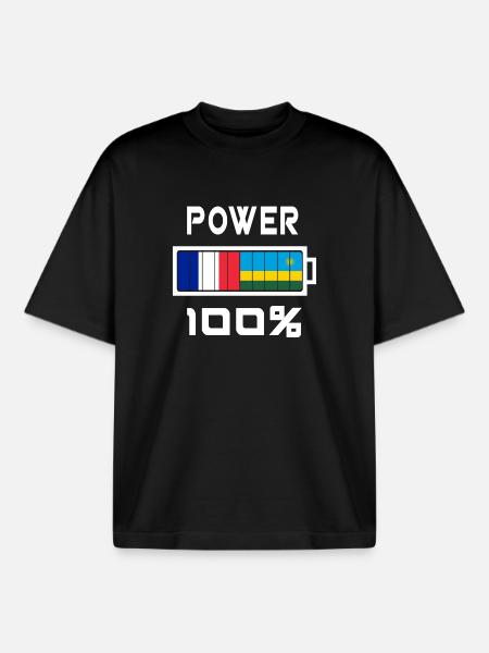 Rwanda et France Power 100 - T-shirt unisexe boxy épais biologique Stanley/Stella - noir