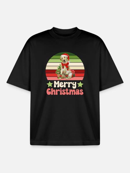 Labrador Christmas - Boxy Heavyweight Unisex Organic T-Shirt by Stanley/Stella - black
