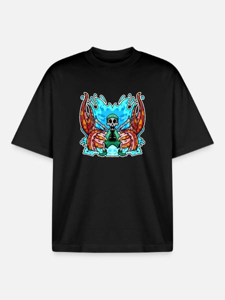 Skeleton Octopus Pirate - Boxy Heavyweight Unisex Organic T-Shirt by Stanley/Stella - black