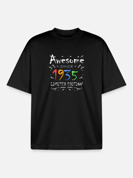 1935 - Born 1935 - Boxy Heavyweight Unisex Organic T-Shirt by Stanley/Stella - black