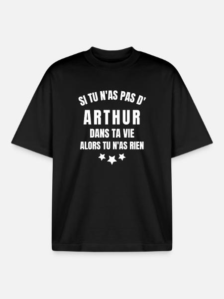 Arthur, prénom Arthur, anniversaire Arthur - T-shirt unisexe boxy épais biologique Stanley/Stella - noir