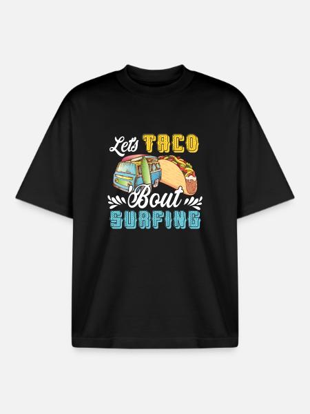 Let's Taco Bout Surfing Lover - Boxy Heavyweight Unisex Organic T-Shirt by Stanley/Stella - black
