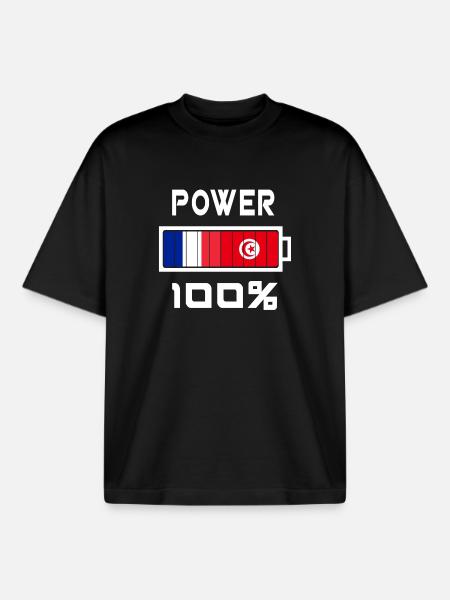 Tunisia and France Power 100% - Boxy Heavyweight Unisex Organic T-Shirt by Stanley/Stella - black