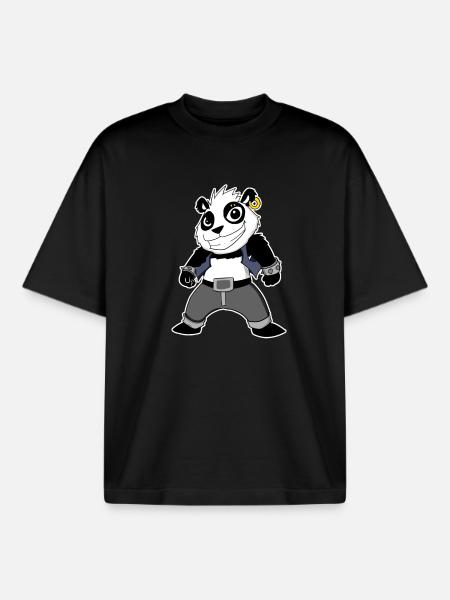 Cool Panda - Boxy Heavyweight Unisex Organic T-Shirt by Stanley/Stella - black