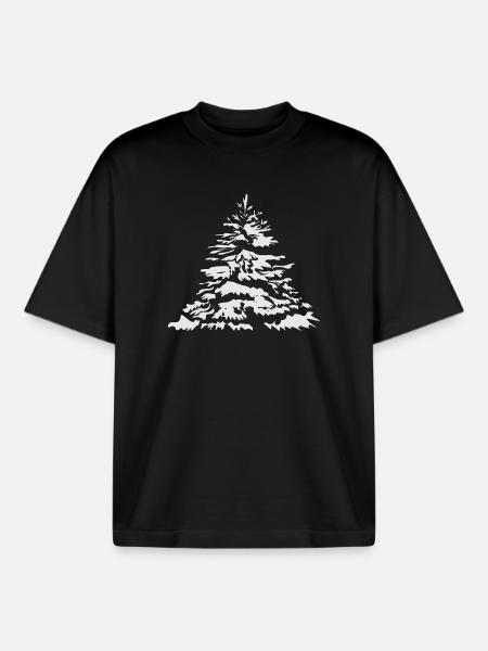 schneebedeckter Christbaum oder Tannenbaum - Boxy Heavyweight Unisex Organic T-Shirt von Stanley/Stella - Schwarz
